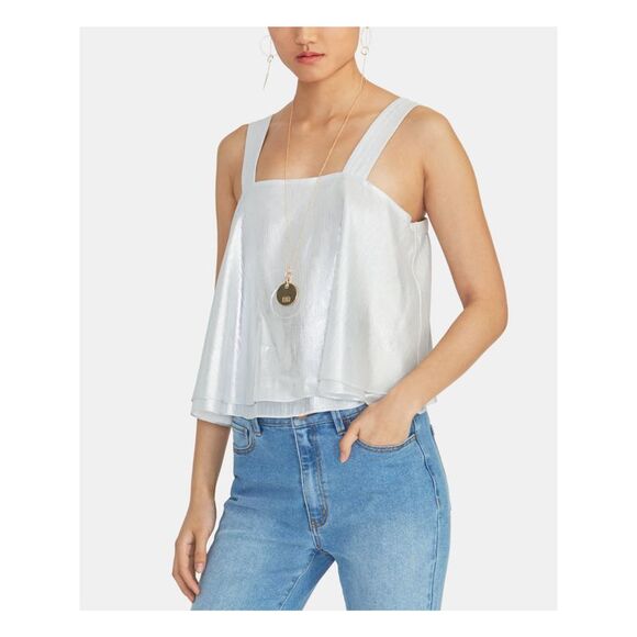 RACHEL Rachel Roy Tops - RACHEL ROY Womens Silver Sleeveless Square Neck Top XL